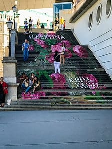 Colorful Rose Stairs in Vienna Austria Europe Travel