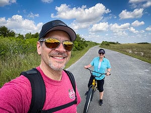 Couple biking in Shark Valley