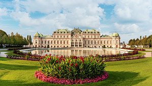 Upper Belvedere Palace in Vienna, Austria, with its tulip garden in full bloom, a top stop for families when visiting Vienna with teens.