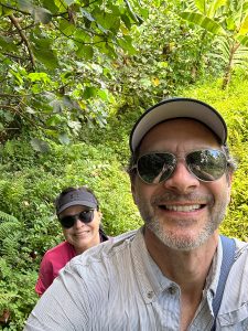 Hiking to a waterfall in Moorea, Tahiti