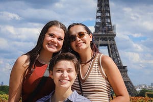 Girls at the Eiffel Tower in Paris