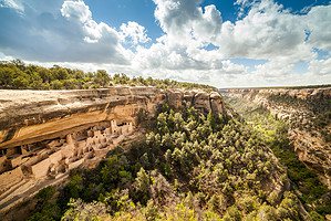 DenvertoMesaverdecliffpalace Ancient cliff dwellings nestled into the canyon walls of Mesa Verde National Park, the highlight of epic mesa verde tours in Colorado.