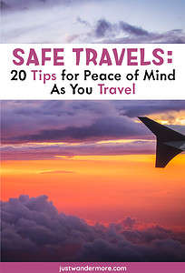 Safe travels with airplane flying at sunset