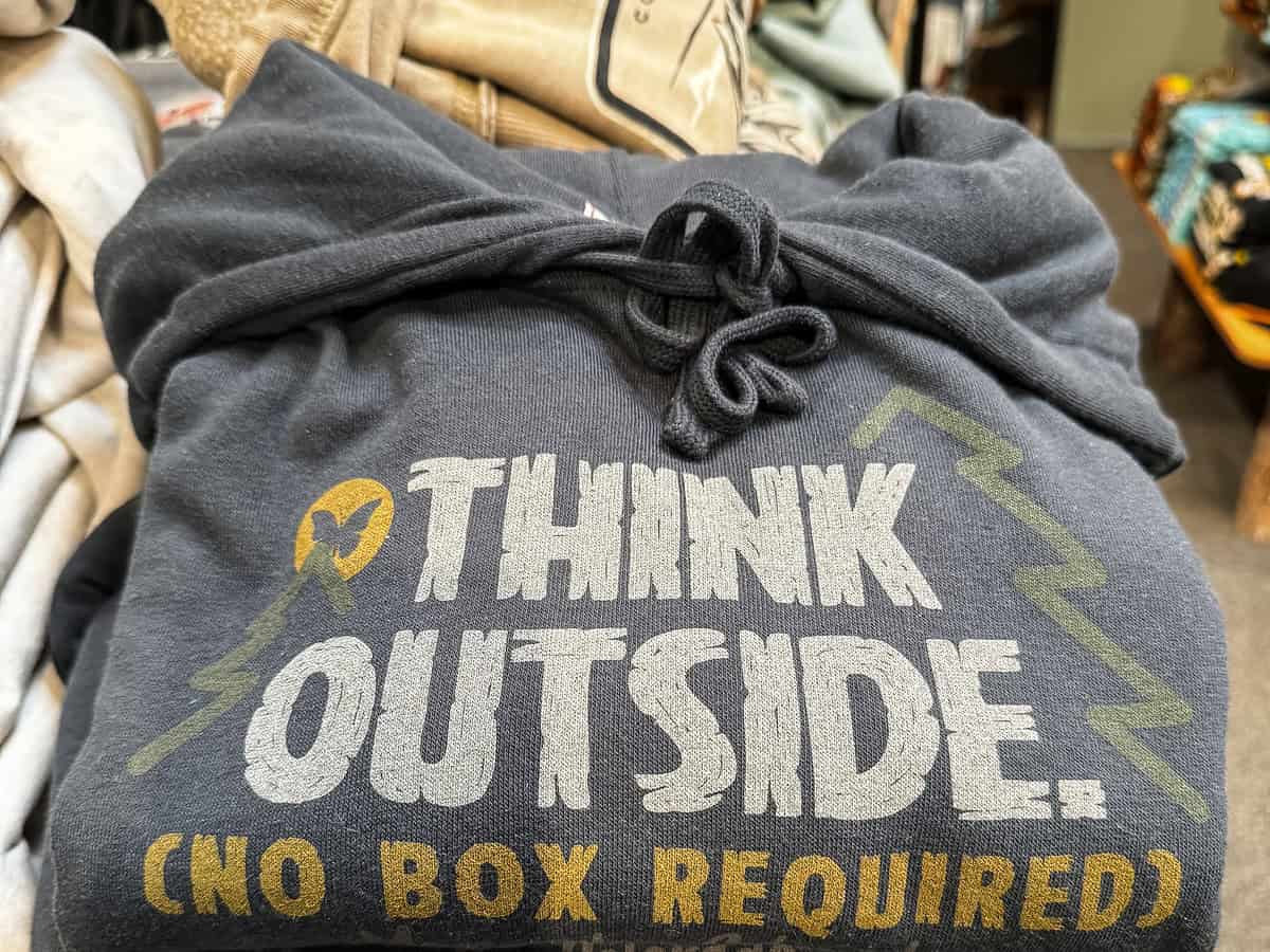20240706 MonarchMountain 1909 Think Outside - no box required hoodie with slogan