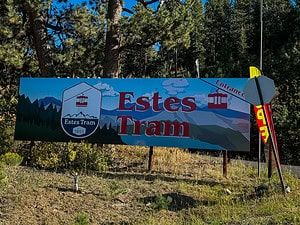 Entrance sign for the Estes Park tram.