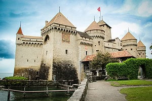 Chillon Castle in Montreux Switzerland is in one of the most beautiful Swiss Villages.