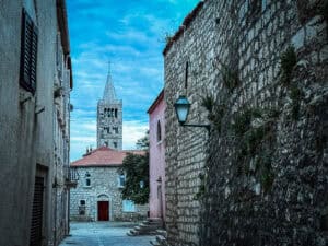 Chapel in Old Town Rab on Rab Island in Croatia.