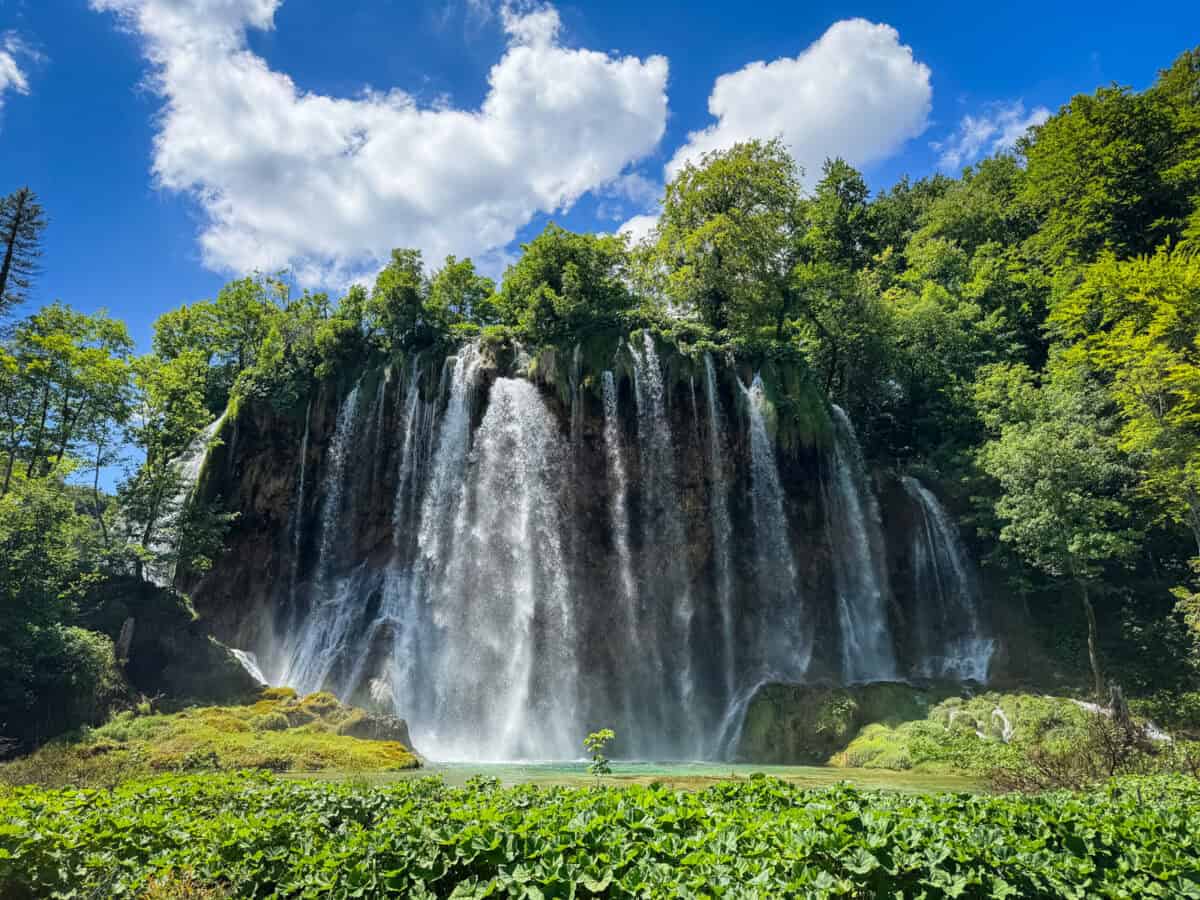 Stunning waterfalls at Plitvice Lakes National Park in Croatia.