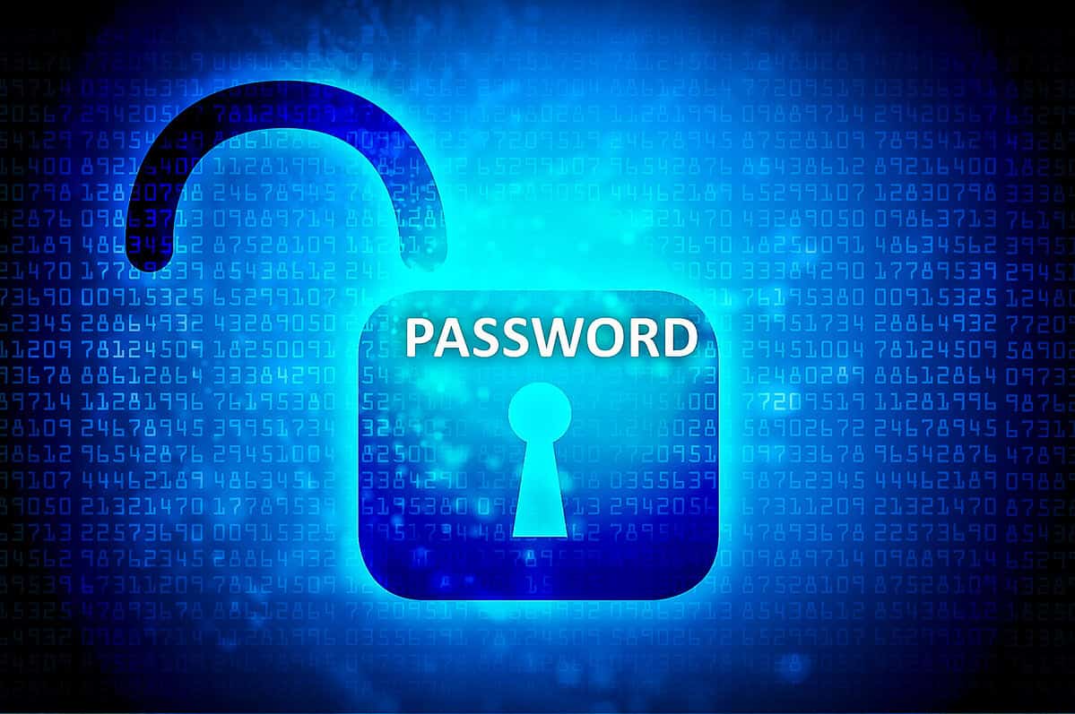 Digital lock icon representing password security and online protection.