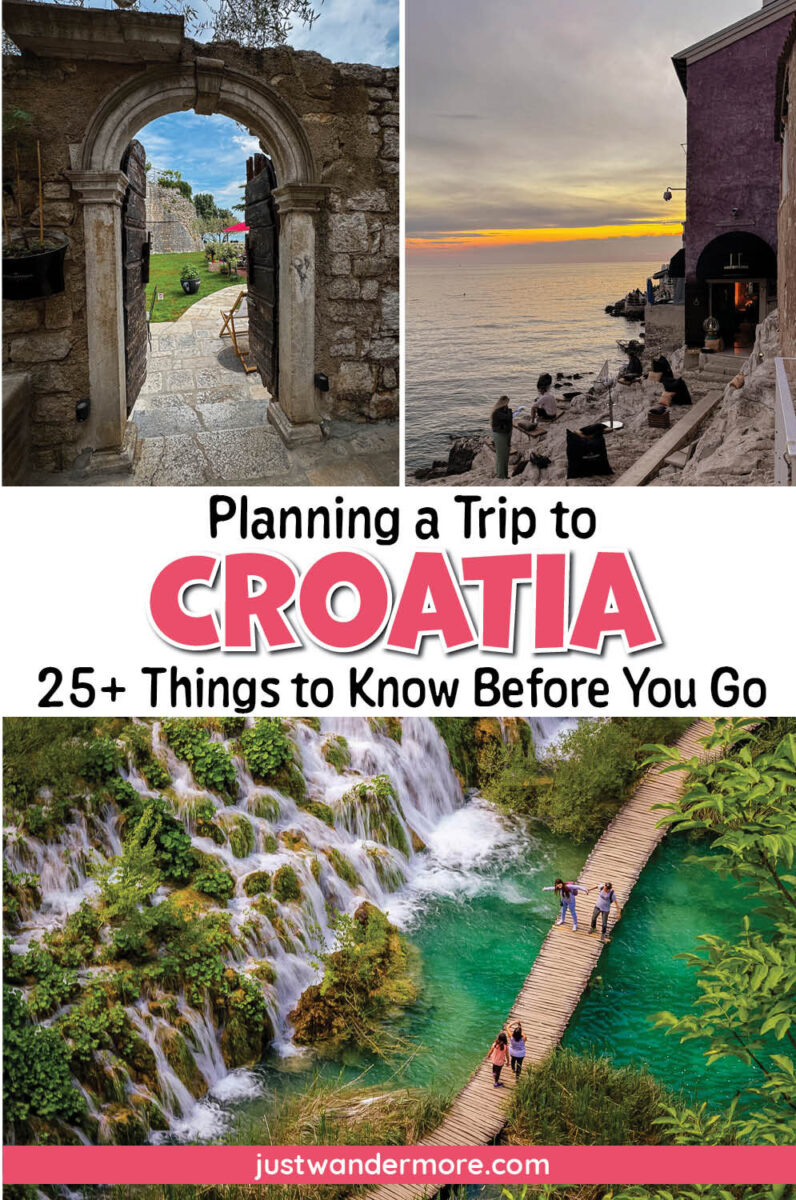 planatriptocroatia4 e1781897660783 A collage of Croatia travel images including Roman ruins, an Adriatic sunset, and the turquoise waterfalls of Plitvice Lakes National Park.